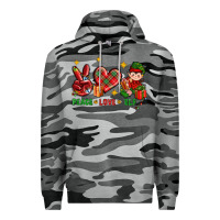 Slate Camo Peace Love Elf Christmas Premium Hoodie - BundleAndBundleShop