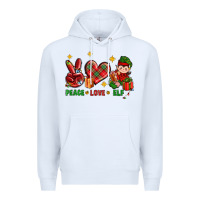 White Peace Love Elf Christmas Premium Hoodie - BundleAndBundleShop