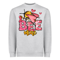 Heather Grey Bee Mine Valentines Day Heavyweight Sweatshirt - OliviaCreatesArt