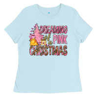 Baby Blue Dreaming Of A Pink Christmas Ladies Tee - BundleAndBundleShop