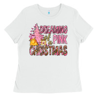 White Dreaming Of A Pink Christmas Ladies Tee - BundleAndBundleShop