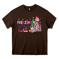 Chocolate Brown freezing to death skeleton Heavy Core Tee - MaliasSmallBusiness