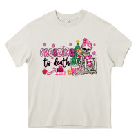 Cream freezing to death skeleton Heavy Core Tee - MaliasSmallBusiness