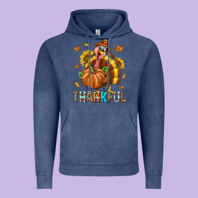 Thankful Turkey Vintage Hoodie Designed By Texasbilliewilder