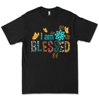 Black I Am Blessed Cross Premium Tee - BundleAndBundleShop