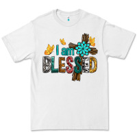 White I Am Blessed Cross Premium Tee - BundleAndBundleShop