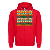 Red native american aztec seamless pattern 1 Zipper Hoodie - BundleAndBundleShop