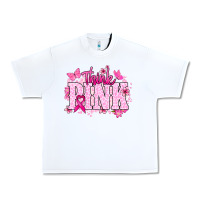 White Think pink Urban Heavy Tee - NancyCooperArtShop