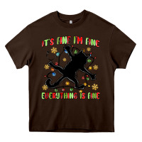 Chocolate Brown it's fine i'm fine everything is fine Heavy Core Tee - MaliasSmallBusiness