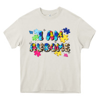 Cream i am ausome Heavy Core Tee - JahusDesignShop