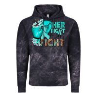 Cloud Black Her fight is our fight Ovarian Cancer teal ribbon Vintage Hoodie - NancyCooperArtShop