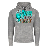 Cloud Rock Her fight is our fight Ovarian Cancer teal ribbon Vintage Hoodie - NancyCooperArtShop