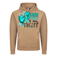 Vintage Coffee Her fight is our fight Ovarian Cancer teal ribbon Vintage Hoodie - NancyCooperArtShop