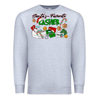 Heather Grey Santa's Favorite Cashier Premium Sweatshirt - LillyAllenDesigns