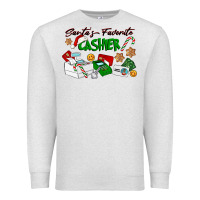 Oatmeal Heather Santa's Favorite Cashier Premium Sweatshirt - LillyAllenDesigns