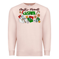 Pale Pink Santa's Favorite Cashier Premium Sweatshirt - LillyAllenDesigns