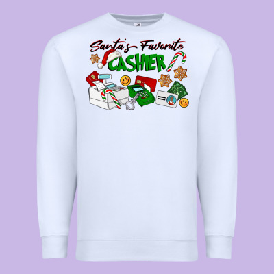 Santa's Favorite Cashier Premium Sweatshirt Designed By Lillyallendesigns