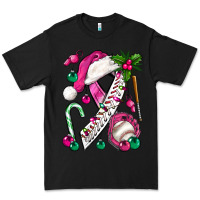 Black Pink Christmas Breast Cancer Ribbon Baseball Premium Tee - BundleAndBundleShop