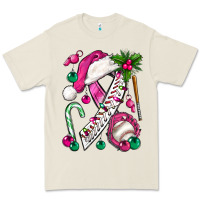 Bone Pink Christmas Breast Cancer Ribbon Baseball Premium Tee - BundleAndBundleShop