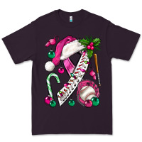 Plum Pink Christmas Breast Cancer Ribbon Baseball Premium Tee - BundleAndBundleShop