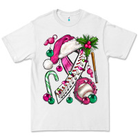 White Pink Christmas Breast Cancer Ribbon Baseball Premium Tee - BundleAndBundleShop
