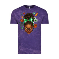 Afro Messy Bun Basketball Green Bow Vintage Tee | Teevron
