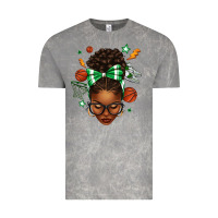 Cloud Rock Afro Messy Bun Basketball Green Bow Vintage Tee - texasbilliewilder