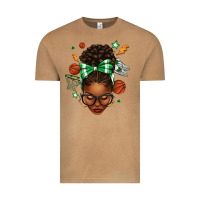 Vintage Camel Afro Messy Bun Basketball Green Bow Vintage Tee - texasbilliewilder