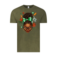 Vintage Olive Afro Messy Bun Basketball Green Bow Vintage Tee - texasbilliewilder