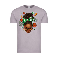 Vintage Zinc Afro Messy Bun Basketball Green Bow Vintage Tee - texasbilliewilder