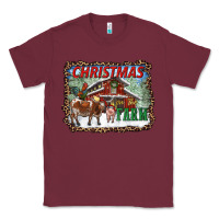Burgundy Christmas on the farm Classic Tee - RanaPortraitStore
