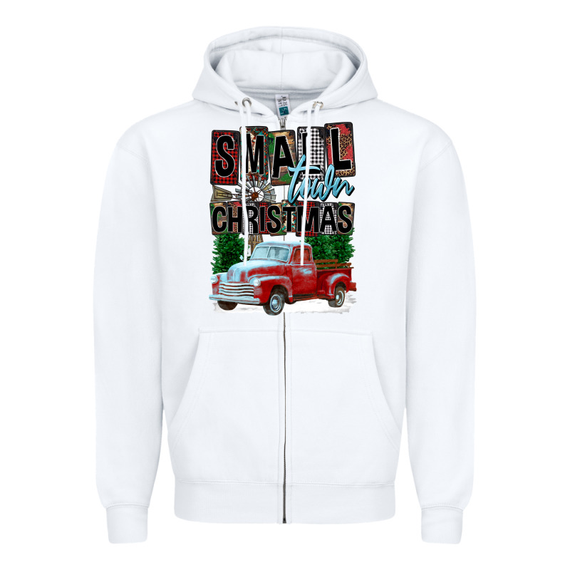 Small Town Christmas Zipper Hoodie by FaDigitalArtStudio | Teevron