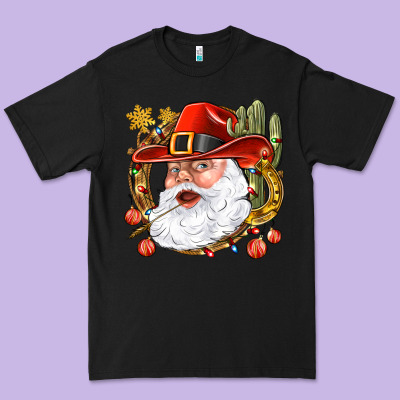 Cowboy Santa Premium Tee Designed By Bundleandbundleshop