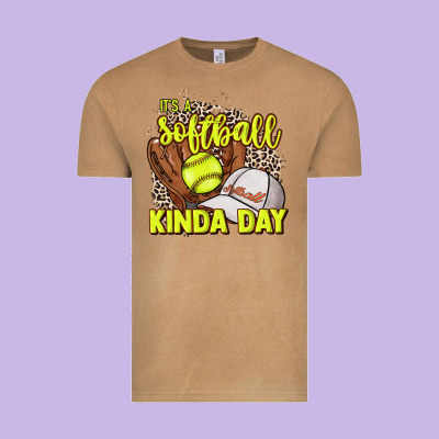 It's A Softball Kinda Day Leopard Vintage Tee Designed By Nancycooperartshop