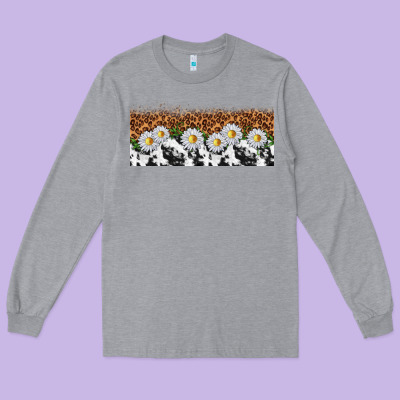 Cowhide Leopard Daisies Long Sleeve Tee Designed By Tumblerdesignbyshophia