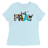 Baby Blue Just Pray Ladies Tee - RanaPortraitStore