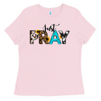 Bubblegum Pink Just Pray Ladies Tee - RanaPortraitStore