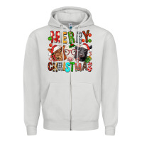 Dove Grey Merry christmas calfs Zipper Hoodie - FaDigitalArtStudio