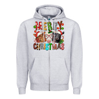 Heather Grey Merry christmas calfs Zipper Hoodie - FaDigitalArtStudio