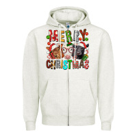 Oatmeal Heather Merry christmas calfs Zipper Hoodie - FaDigitalArtStudio