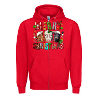 Red Merry christmas calfs Zipper Hoodie - FaDigitalArtStudio