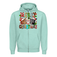 Seafoam Merry christmas calfs Zipper Hoodie - FaDigitalArtStudio