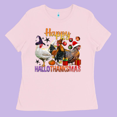 Happy Hallothanksmas Chick Ladies Tee Designed By Bundleandbundleshop