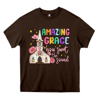 Chocolate Brown amazing grace how sweet the sound Heavy Core Tee - MaliasSmallBusiness