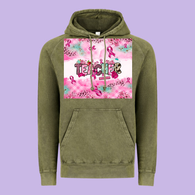 Breast Cancer Teacher Vintage Hoodie Designed By Nancycooperartshop