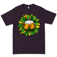 Plum St. Patricks Sunflower With Beer Premium Tee - BundleAndBundleShop