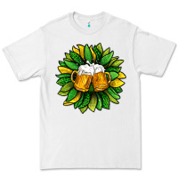 White St. Patricks Sunflower With Beer Premium Tee - BundleAndBundleShop