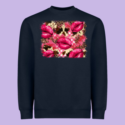 Valentine's Day Pink Plaid Red Glitter Cowhide Heavyweight Sweatshirt Designed By Fadigitalartstudio