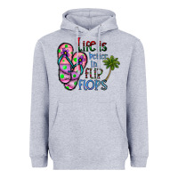 Heather Grey life is better İn flip flops Heavyweight Hoodie - CowhideDigitalArt
