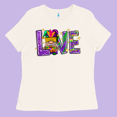 Mardi Gras Love With Gnome Ladies Tee Designed By Bundleandbundleshop